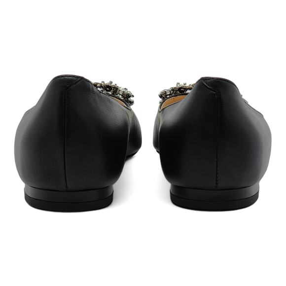 Roger Vivier Flower Strass Leather Ballet Flats in Black - Picture 5 of 9